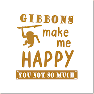 Gibbon Happy saying design pirate monkey animal Posters and Art